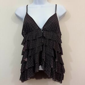 Kimchi Blue Y2K Purple Ruffle Split Tank Top Medium Fairy Cute Kidcore Preppy